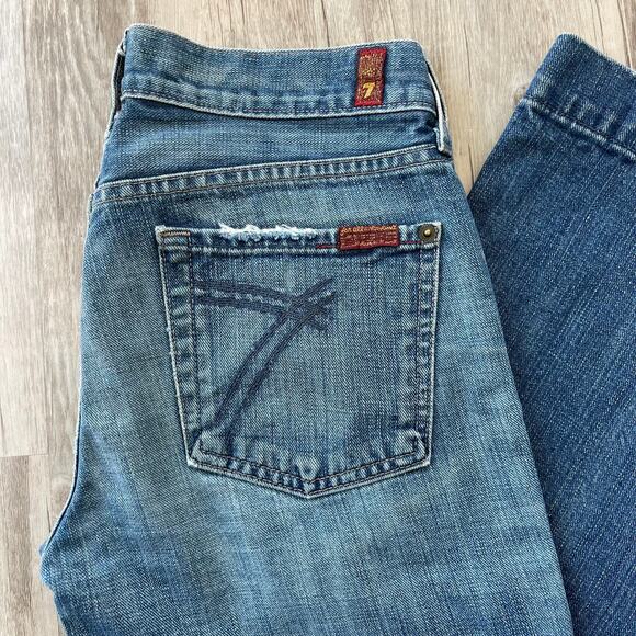 7 For All Mankind Women Waist 28" Dojo Crop Denim Jeans Distressed Inseam 25" - Picture 8 of 9